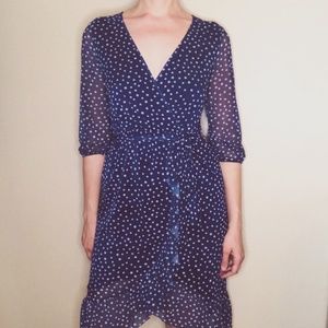 EnFocus Studio Blue Polka Dot Wrap Dress Size 6